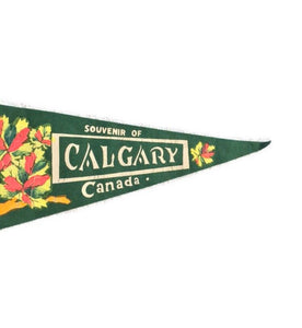 Calgary Canada Green Felt Pennant Vintage Travel Wall Decor - Eagle's Eye Finds