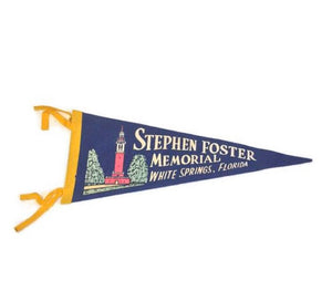 Stephens Foster Memorial Florida Blue Felt Pennant Vintage Wall Decor - Eagle's Eye Finds