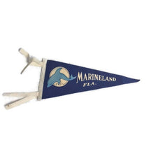 Load image into Gallery viewer, Marine Land Dolphin blue Felt Pennant Vintage Nautical Wall Decor - Eagle&#39;s Eye Finds
