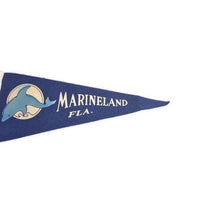 Load image into Gallery viewer, Marine Land Dolphin blue Felt Pennant Vintage Nautical Wall Decor - Eagle&#39;s Eye Finds
