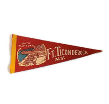 Load image into Gallery viewer, Fort Ticonderoga New York Red Felt Pennant Vintage Wall Decor - Eagle&#39;s Eye Finds
