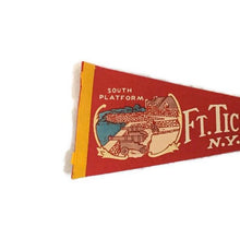 Load image into Gallery viewer, Fort Ticonderoga New York Red Felt Pennant Vintage Wall Decor - Eagle&#39;s Eye Finds
