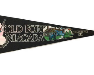 Old Fort Niagara New York Vintage Black Felt Black Pennant Vintage Historic Souvenir Wall Decor - Eagle's Eye Finds