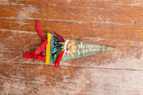 Matthiessen State Park Illinois Felt Pennant Vintage Native American Wall Decor - Eagle's Eye Finds