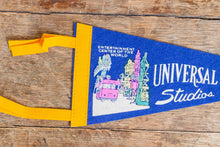 Load image into Gallery viewer, Universal Studios Blue Felt Pennant Vintage Universal City Decor - Eagle&#39;s Eye Finds

