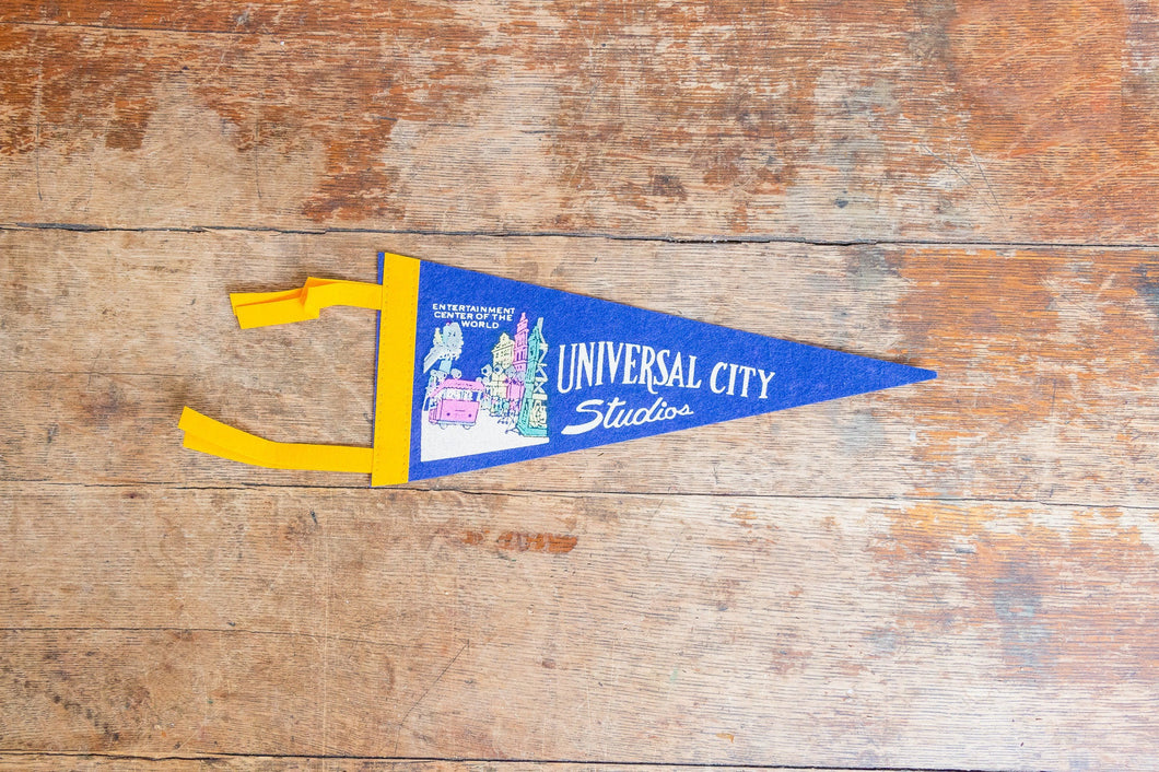 Universal Studios Blue Felt Pennant Vintage Universal City Decor - Eagle's Eye Finds