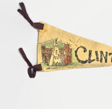 Load image into Gallery viewer, Clinton British Columbia Canada Ivory Felt Pennant Vintage Travel Wall Decor - Eagle&#39;s Eye Finds
