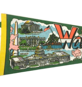 Washington DC Green Felt Pennant Vintage Wall Decor - Eagle's Eye Finds