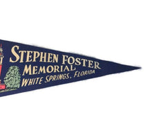 Load image into Gallery viewer, Stephens Foster Memorial Florida Blue Felt Pennant Vintage Wall Decor - Eagle&#39;s Eye Finds
