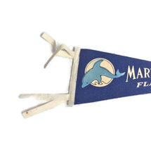 Load image into Gallery viewer, Marine Land Dolphin blue Felt Pennant Vintage Nautical Wall Decor - Eagle&#39;s Eye Finds
