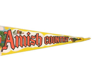 Amish Country PA Yellow Felt Pennant Vintage Pennsylvania Dutch Wall Decor - Eagle's Eye Finds