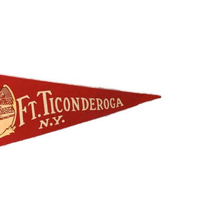 Fort Ticonderoga New York Red Felt Pennant Vintage Wall Decor - Eagle's Eye Finds