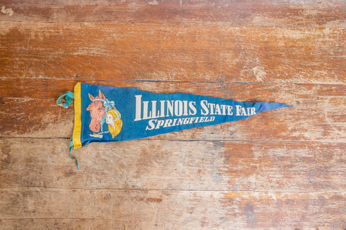 Illinois State Fair Pennant Vintage Blue Wall Hanging Decor - Eagle's Eye Finds