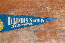 Load image into Gallery viewer, Illinois State Fair Pennant Vintage Blue Wall Hanging Decor - Eagle&#39;s Eye Finds
