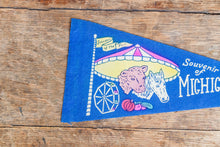 Load image into Gallery viewer, Michigan State Fair Pennant Vintage Blue Wall Hanging Decor - Eagle&#39;s Eye Finds

