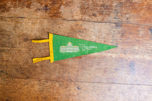 Columbus Ohio Green Felt Pennant Vintage Wall Decor - Eagle's Eye Finds