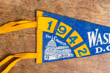 Load image into Gallery viewer, Washington DC 1942 Blue Felt Pennant Vintage Wall Decor - Eagle&#39;s Eye Finds

