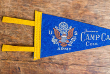 Load image into Gallery viewer, Camp Carson Colorado Felt Pennant Vintage Blue Army Wall Decor - Eagle&#39;s Eye Finds
