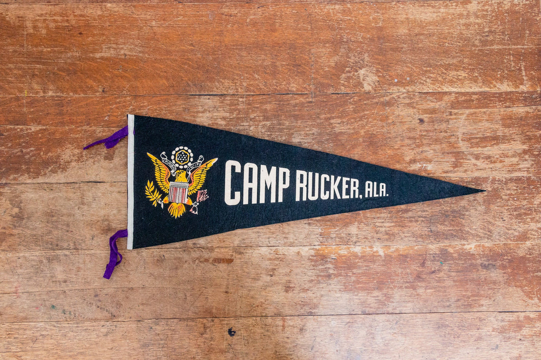 Camp Fort Rucker Alabama Felt Pennant Vintage Black Wall Decor - Eagle's Eye Finds