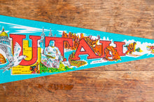 Load image into Gallery viewer, Utah State Blue Retro Felt Pennant Vintage UT Wall Decor - Eagle&#39;s Eye Finds
