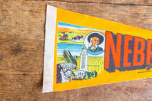 Load image into Gallery viewer, Nebraska State Orange Felt Pennant Vintage - Eagle&#39;s Eye Finds
