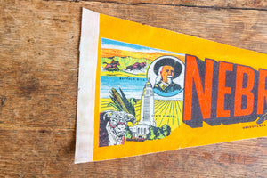 Nebraska State Orange Felt Pennant Vintage - Eagle's Eye Finds