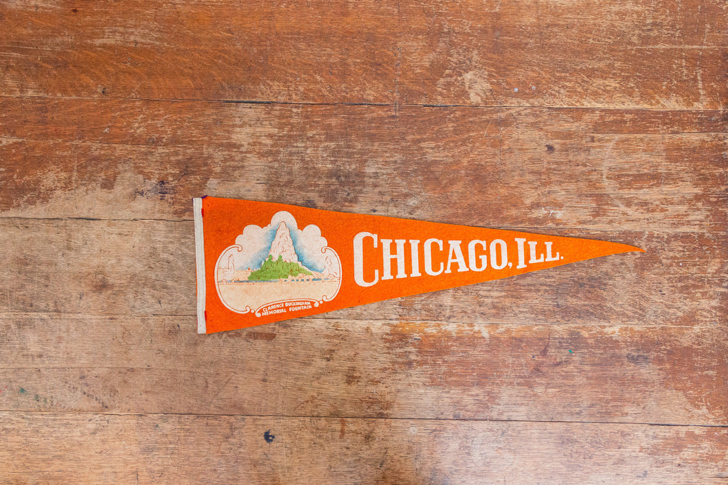 Chicago Felt Pennant Vintage Orange Illinois Wall Hanging Decor - Eagle's Eye Finds