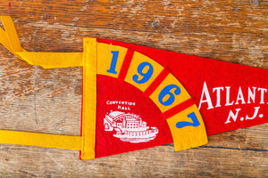 Atlantic City New Jersey 1967 Red Felt Pennant Vintage NJ Wall Decor - Eagle's Eye Finds