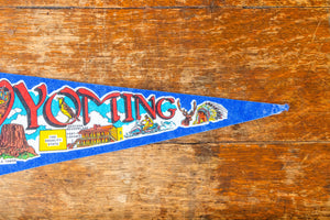 Wyoming State Retro Felt Pennant Vintage Blue WY Wall Decor - Eagle's Eye Finds