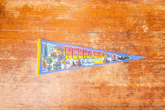 Nebraska State Retro Felt Pennant Vintage Blue NE Wall Decor - Eagle's Eye Finds