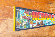 Load image into Gallery viewer, Nebraska State Retro Felt Pennant Vintage Black NE Wall Decor - Eagle&#39;s Eye Finds
