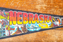 Load image into Gallery viewer, Nebraska State Retro Felt Pennant Vintage Black NE Wall Decor - Eagle&#39;s Eye Finds
