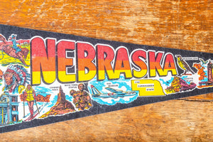 Nebraska State Retro Felt Pennant Vintage Black NE Wall Decor - Eagle's Eye Finds
