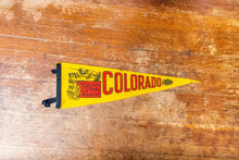 Load image into Gallery viewer, Colorado State Yellow Felt Pennant Vintage CO Wall Decor - Eagle&#39;s Eye Finds
