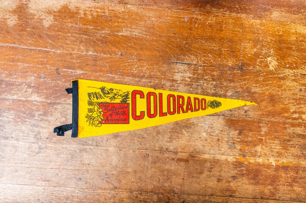 Colorado State Yellow Felt Pennant Vintage CO Wall Decor - Eagle's Eye Finds