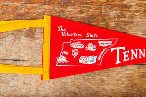 Tennessee Red Felt Pennant Vintage TN Wall Hanging Decor - Eagle's Eye Finds