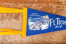 Load image into Gallery viewer, Fort Ticonderoga New York Blue Felt Pennant Vintage Wall Decor - Eagle&#39;s Eye Finds
