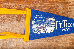 Fort Ticonderoga New York Blue Felt Pennant Vintage Wall Decor - Eagle's Eye Finds