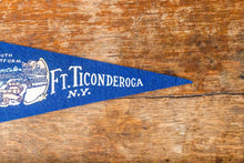 Load image into Gallery viewer, Fort Ticonderoga New York Blue Felt Pennant Vintage Wall Decor - Eagle&#39;s Eye Finds
