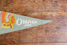 Load image into Gallery viewer, Omaha Nebraska Felt Pennant Vintage Light Blue Native American Wall Decor - Eagle&#39;s Eye Finds
