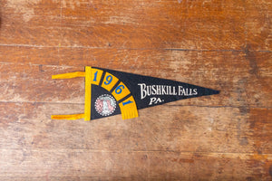 1961 Bushkill Falls Pennsylvania Felt Pennant Vintage Black PA Wall Decor - Eagle's Eye Finds