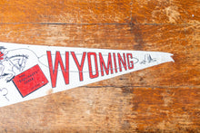 Load image into Gallery viewer, Wyoming State White Felt Pennant Vintage WY Wall Decor - Eagle&#39;s Eye Finds
