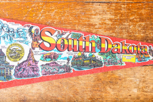 South Dakota State Red Felt Pennant Vintage SD Wall Decor - Eagle's Eye Finds