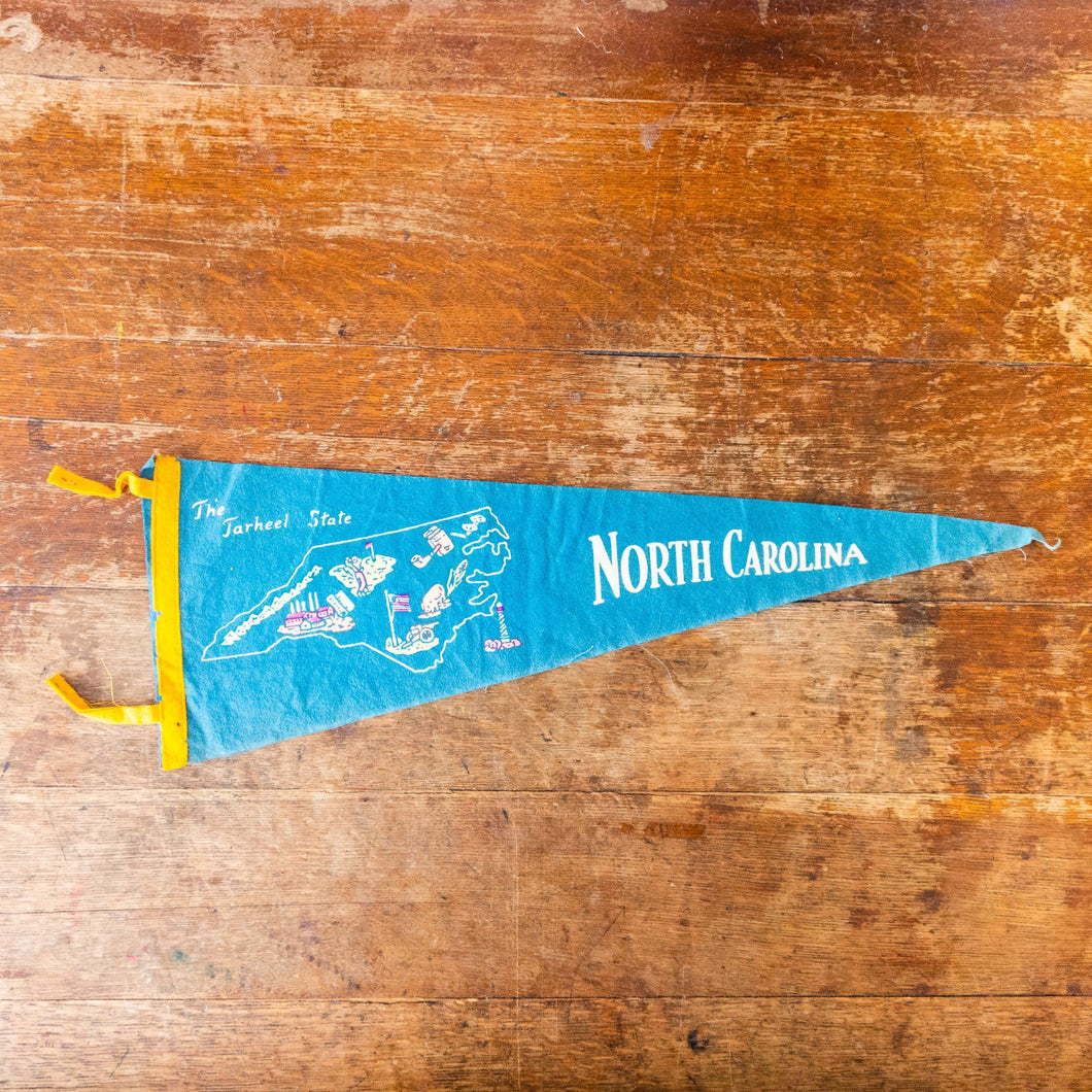North Carolina State Felt Pennant Vintage Blue NC Wall Decor - Eagle's Eye Finds