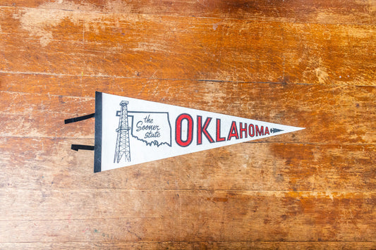 State of Oklahoma White Felt Pennant Vintage OK Wall Decor - Eagle's Eye Finds