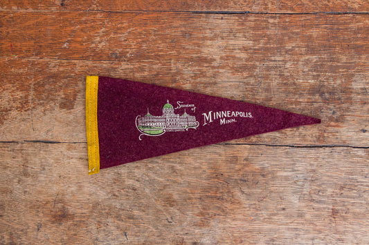 Minneapolis Minnesota Maroon Felt Pennant Vintage Wall Decor - Eagle's Eye Finds