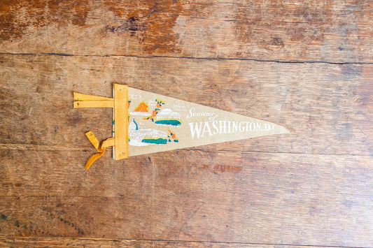 Washington DC Beige Felt Pennant Vintage Wall Decor - Eagle's Eye Finds