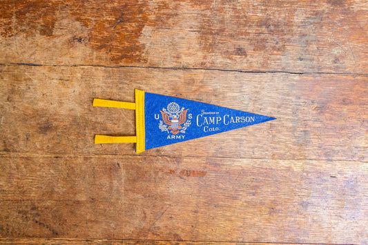 Camp Carson Colorado Felt Pennant Vintage Blue Army Wall Decor - Eagle's Eye Finds