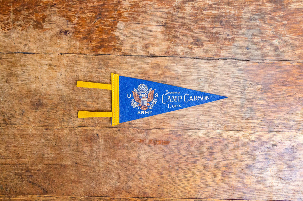Camp Carson Colorado Felt Pennant Vintage Blue Army Wall Decor - Eagle's Eye Finds