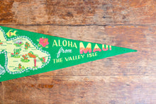 Load image into Gallery viewer, Maui Hawaii Green Felt Pennant Vintage Wall Decor - Eagle&#39;s Eye Finds
